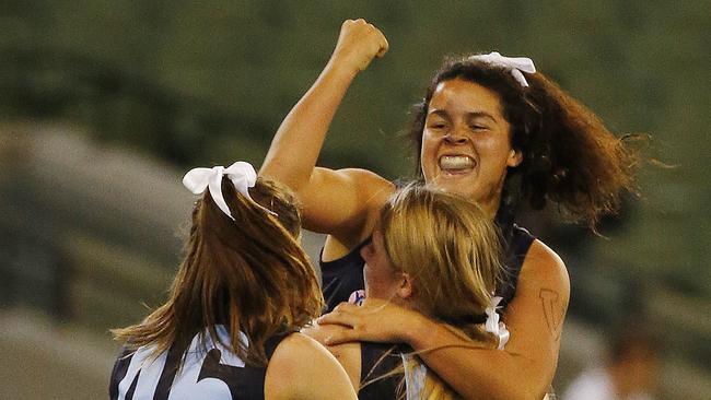 Madison Prespakis celebrates a goal for Vic Metro. Picture: George Salpigtidis.