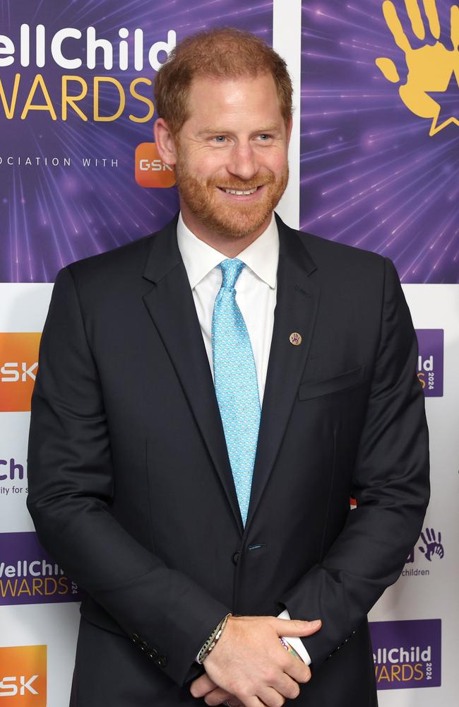 Prince Harry, Duke of Sussex smiles as he attends the Wellchild Awards. Prince Harry has been the charity's Patron since 2007 and has attended their Awards Ceremony 12 times. Picture: Chris Jackson/Getty Images