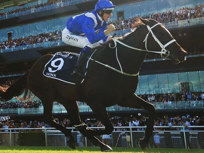 Winx wins the Group 1 Queen Elizabeth Stakes at Royal Randwick in April 14.