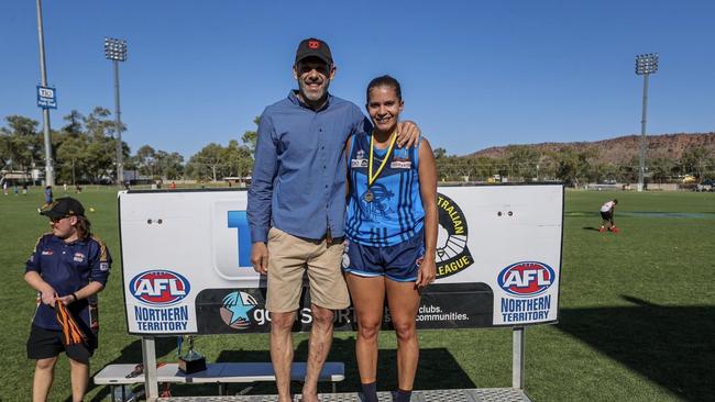 Rovers Doreena Hansen was named best on ground as her side beat West Alice Springs in the 2024 CAFL grand final. Picture: Charlie Lowson / AFLNT Media