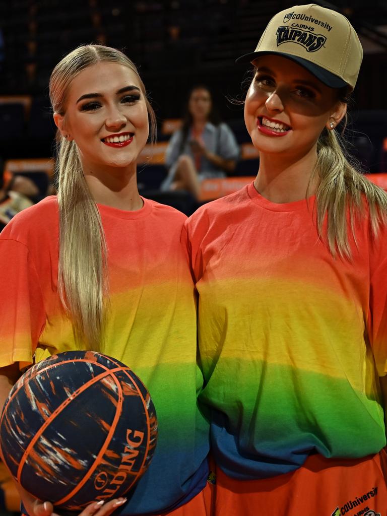 Cairns cheerleaders in pride colours. Picture: Getty Images