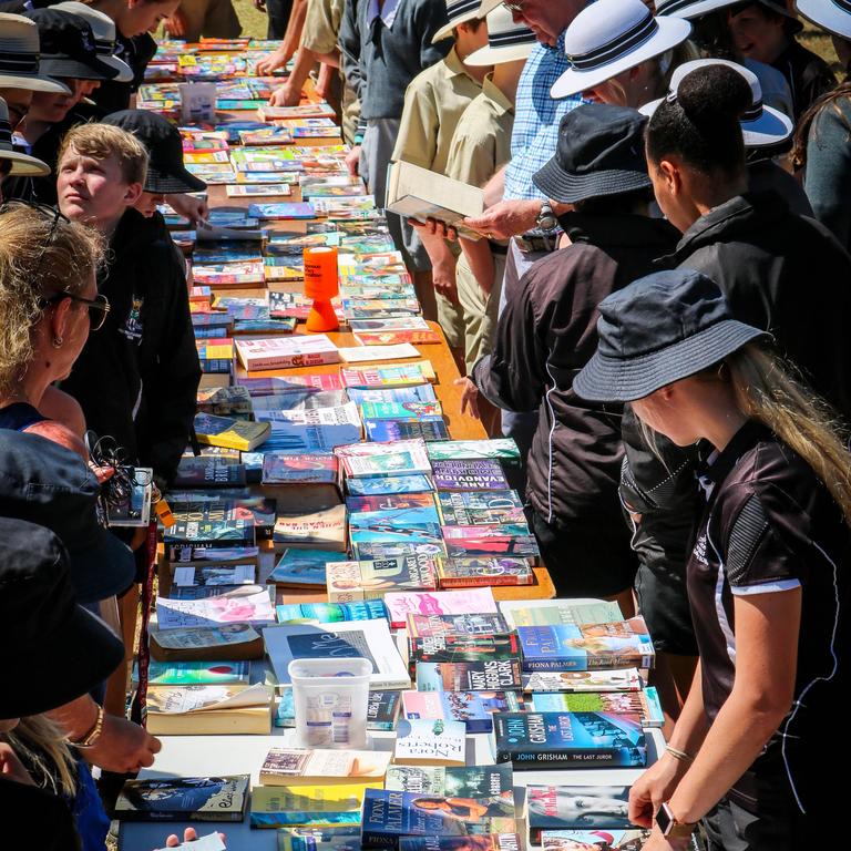 Hundreds of books being swapped and donated at the Great Book Swap for the Indigenous Literacy Foundation at All Souls St Gabriels School in previous year. Picture: Supplied