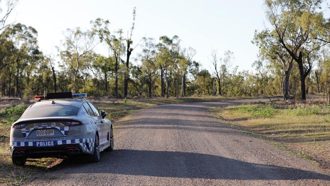 A police car on Sutherland Road, Bogie. The area was closed by police after the shooting. Photo: Alana Tacey