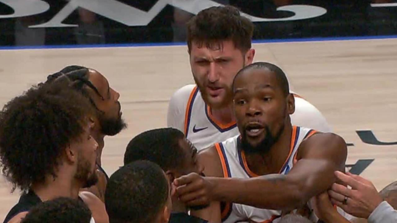 KD fumes as rival’s act sparks all-in scuffle; Warriors in tears after late coach tribute — NBA Wrap