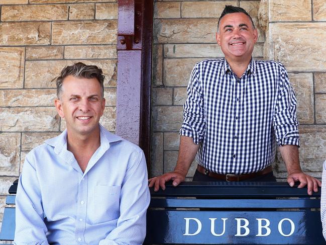 Happier times: Transport Minister Andrew Constance and NSW Deputy Premier John Barilaro. Picture: John Feder