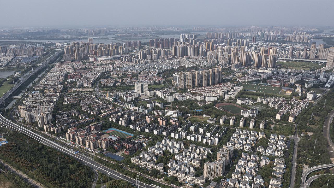 An aerial view of the Evergrande changqing community on September 23, 2021 in Wuhan, Hubei Province, China. Picture: Getty Images