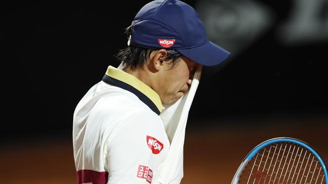 Kei Nishikori is among 24 players affected by the COVID-positive flight. Picture: Getty Images