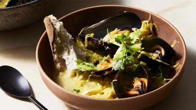 A little bit fancy: saffron mussels. Picture: Guy Bailey