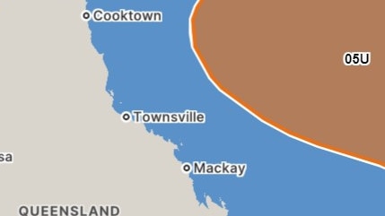 The Bureau of Meteorology graphic showing formation of the 05U system in the Coral Sea from next Monday. Picture: BOM.