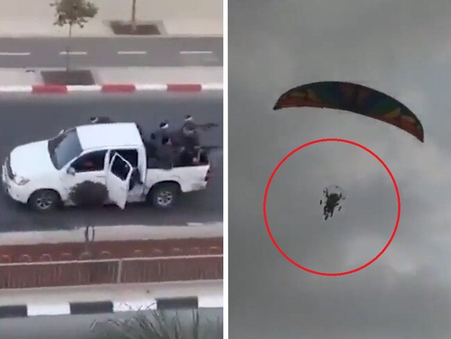 A paraglider flies into Israel from Gaza. Picture: Supplied