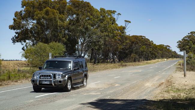 The Boort-Charlton Road near Terrappee is littered with potholes. PICTURE: ZOE PHILLIPS