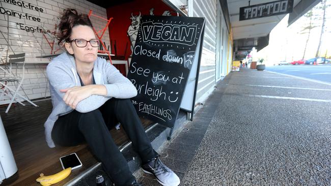 Ms Teaki Page at her Vegan restaurant at Broadbeach, Feed The Earthlings is closing down due to a drop in trade. Picture Mike Batterham