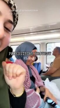 Footage captures moment pro-Palestine song played on Sydney train