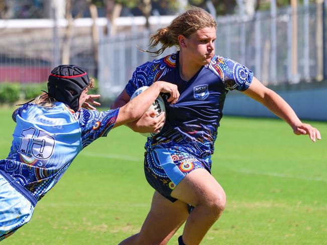 Billy Beetson, grandson of Artie, in action for the NSW under-16 Koori side. Picture: Paul Bramble