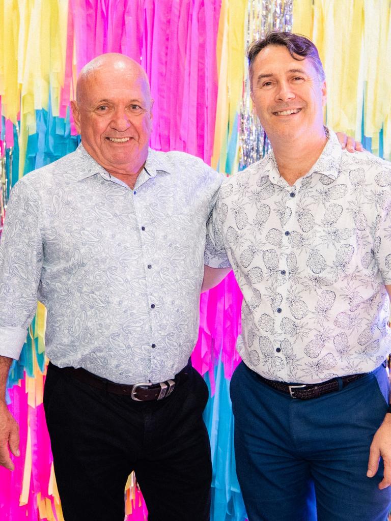 Ian Robertson and Peter Wood at the launch of Neon Paradise on the Gold Coast. Socials: Damien Anthony Rossi | Picture: Sam Neil