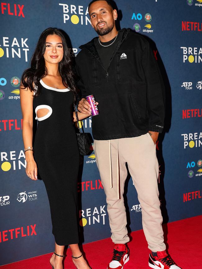 Nick Kyrgios and girlfriend Costeen Hatzi are featured in the new Netflix documentary series ‘Break Point’. Picture: Ian Currie