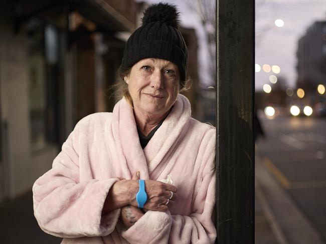 Teresa, 53 outside a homelessness shelter in Adelaide, that is part of the Terra Firma project, Thursday, Aug. 4, 2022. Picture: MATT LOXTON