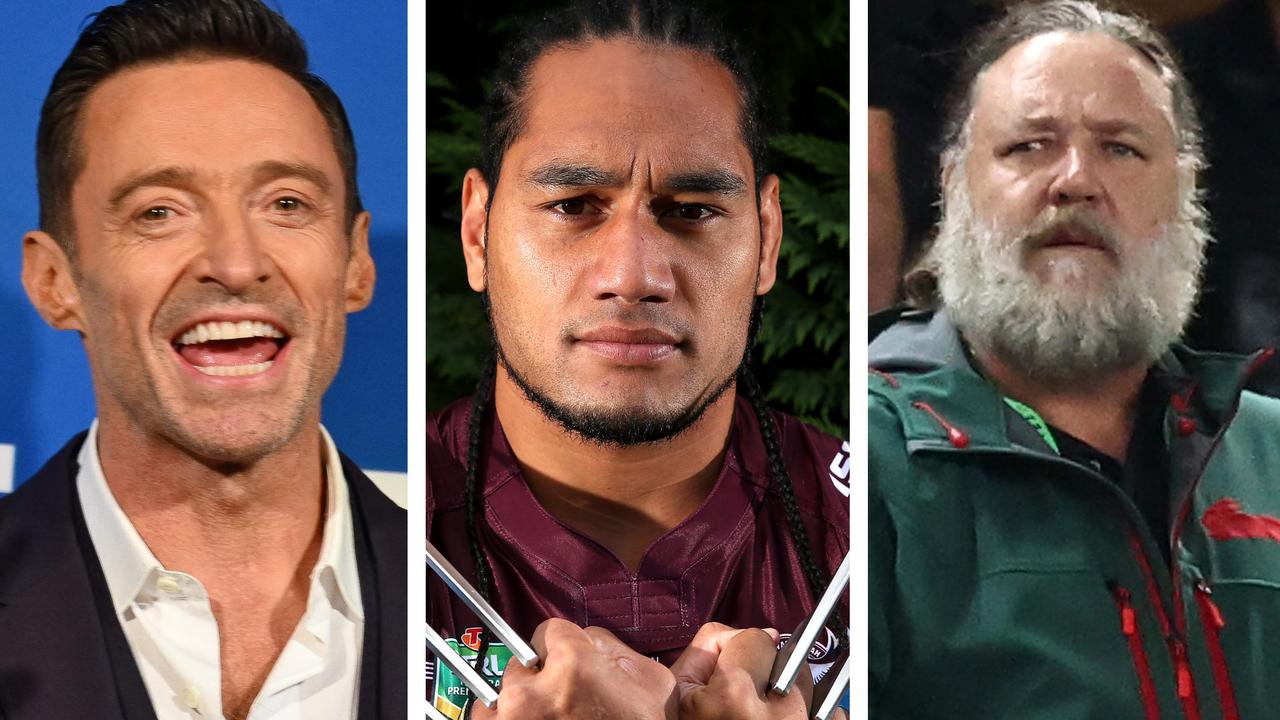 Hugh Jackman, Marty Taupau and Russell Crowe.