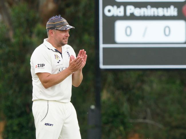 MPCA cricket: Old Peninsula v Red Hill @ Peninsula Grammar,  Mount Eliza. Old Peninsula  player Jon Forrest. ItÃ¢â¬â¢s his 250th and last game. Picture: Valeriu Campan