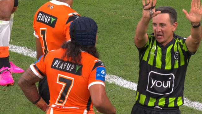 And sends Luai on his way. Photo: Fox Sports