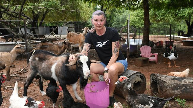 Michelle's Ark Animal Rescue Inc owner Michelle Bible, has been affected by the floods losing over $1000 worth of feed due to the flood waters. Picture: Shae Beplate.