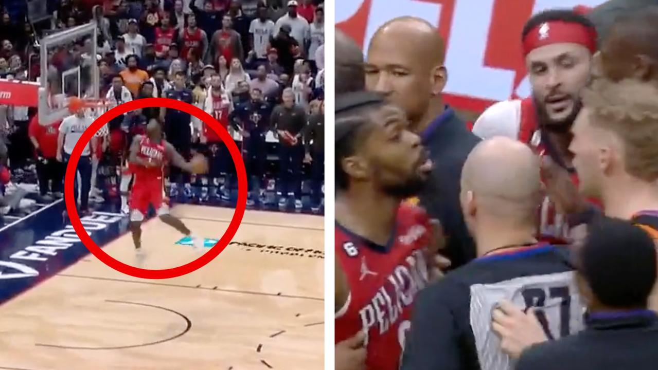 ‘No, no, no,’: Zion play sparks all-in NBA brawl… with an Aussie was right in the middle of it