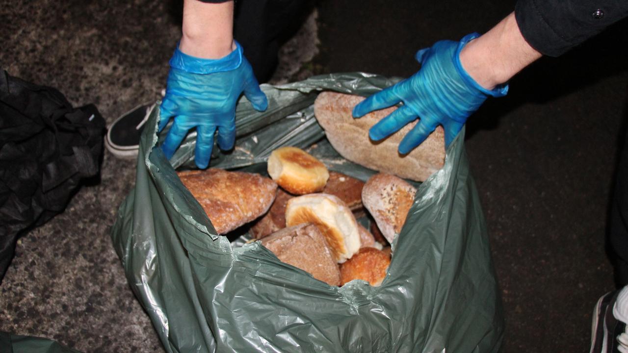 Among the rubbish was an entire bag of bread. Picture: News.com.au/ Jessica Wang.