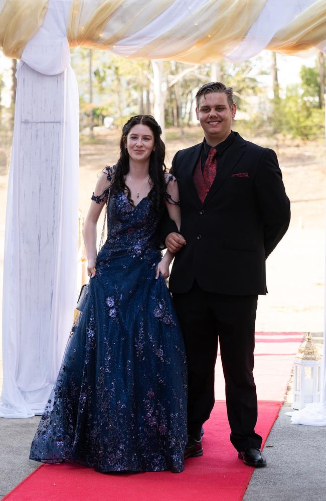 Logan Quinn and Steph Whyatt arrive at the Gympie State High School formal 2023. November 16, 2023. Picture: Christine Schindler