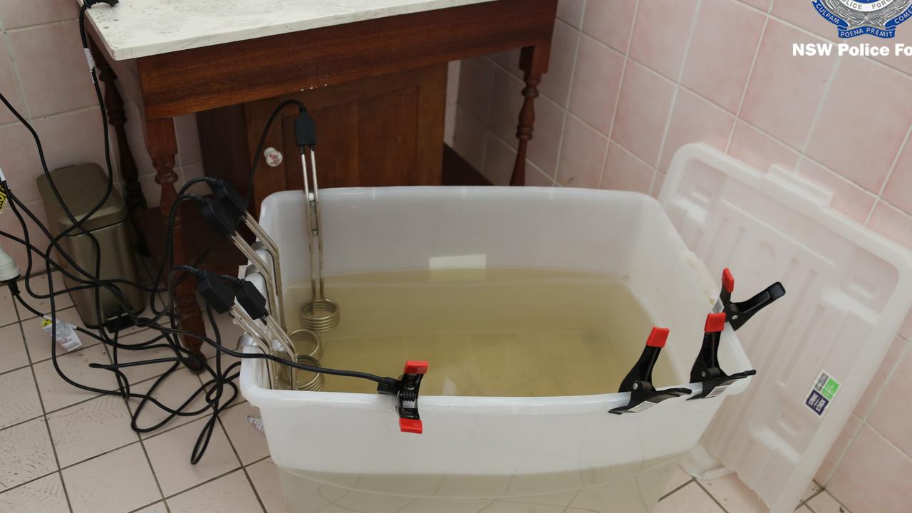 Lab implements were also throughout the bathroom in the home. Picture: NSW Police Force