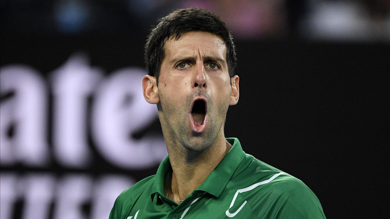 Serbia's Novak Djokovic reacts during his men's singles final against Austria's Dominic Thiem.