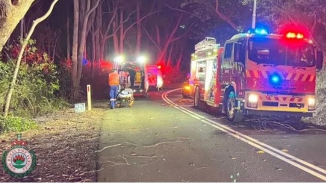 The site where the car Lachlan Hargreaves, 25, of Newport, was driving struck a tree on McCarrs Creek Rd. Picture: Terrey Hills RFS