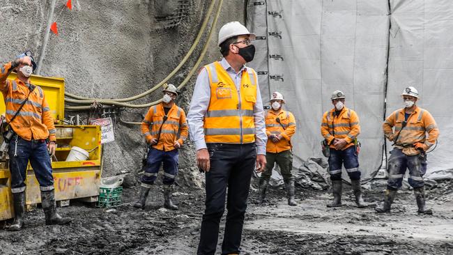 Daniel Andrews inspects the Metro Tunnel project.