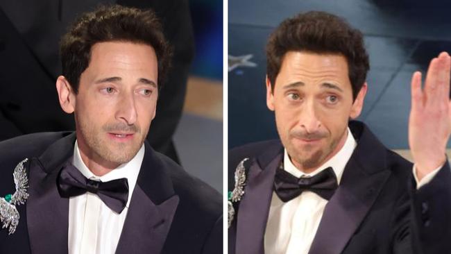 Adrien Brody on stage at the Oscars.