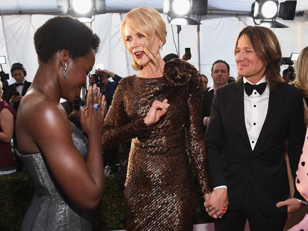 Lupita Nyong’o, Nicole Kidman and Keith Urban attend the 24th Annual Screen Actors Guild Awards at The Shrine Auditorium on January 21, 2018 in Los Angeles, California. Picture: Getty