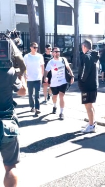 Nikita Tszyu arriving for his weigh in.