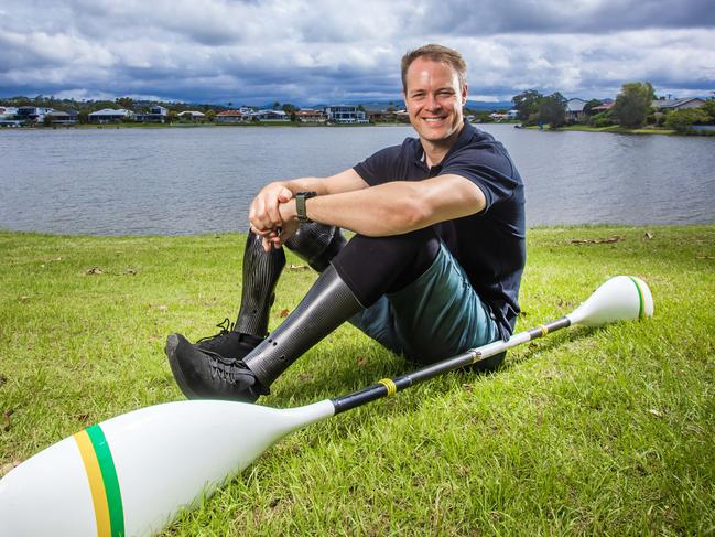 *HOLD FOR FUTURE BRISBANE**Portraits of paralympian Curtis McGrath for our Future Brisbane campaign. He will be speaking about what we've learnt from Beijing Olympics, talking about accessibility.* 4x Gold Medal winner Paralympian Curtis McGrath pictured on the Gold Coast.Picture: Nigel Hallett