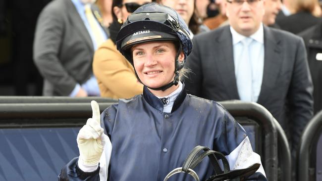 Jamie Kah after winning the Lexus Archer Stakes at Flemington Racecourse on September 14, 2024 in Flemington, Australia. (Photo by Brett Holburt/Racing Photos via Getty Images)