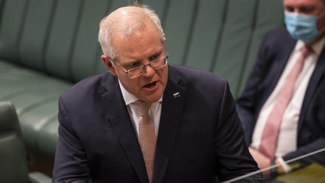 Prime Minister Scott Morrison during Question Time. Picture: Martin Ollman/NCA NewsWire