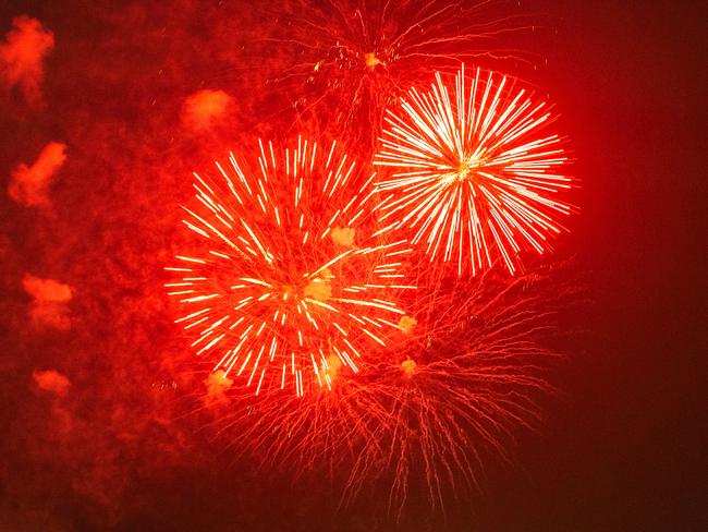 Fireworks from Yarra Park beside the MCG at 9.30pm. Picture: Mark Stewart