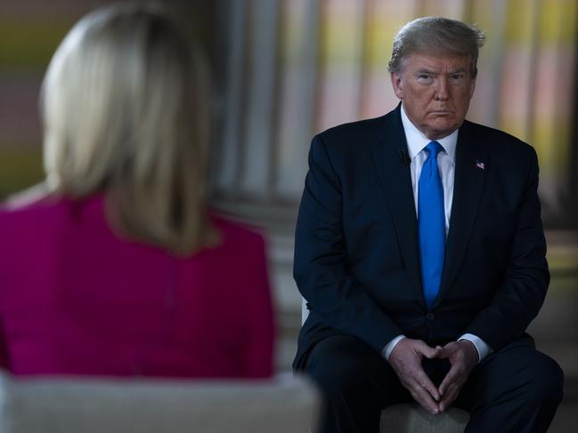 US President Donald Trump speaks to Fox News anchors Martha MacCallum and Bret Baier from the Lincoln Memorial in Washington, DC, on Monday. Picture: AFP