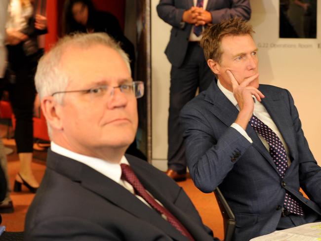 Prime Minister Scott Morrison and new Industry Minister Christian Porter. Picture: NCA NewsWire / Sharon Smith