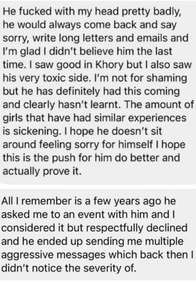 Social media posts involving Khory Hancock, the Environmental Cowboy and women who have said no to his advances.