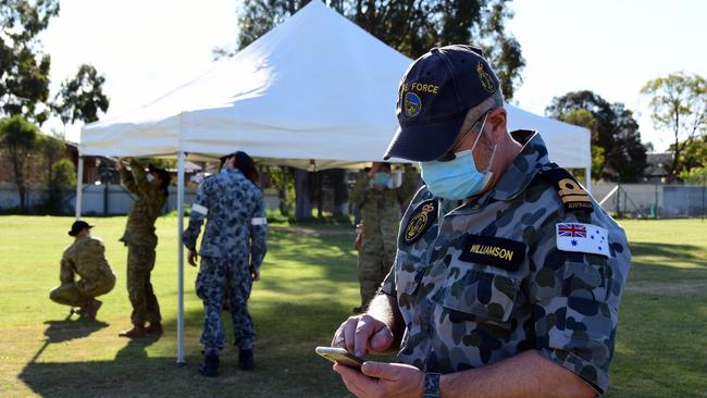 ustralian Defence Force personnel prepare for the opening of a mass vaccination centre in Dubbo. Picture: Getty