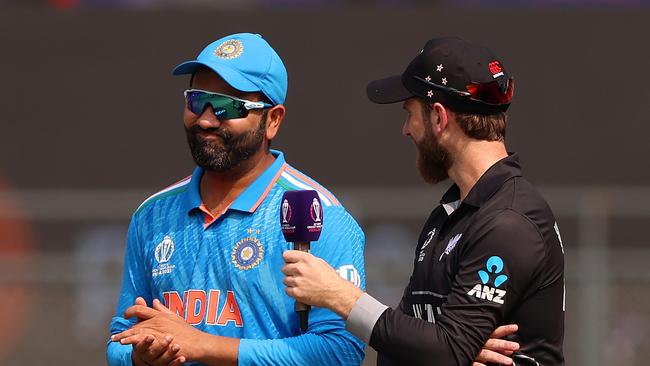 Rohit Sharma and Kane Williamson before the first semi-final. Photo by Robert Cianflone/Getty Images