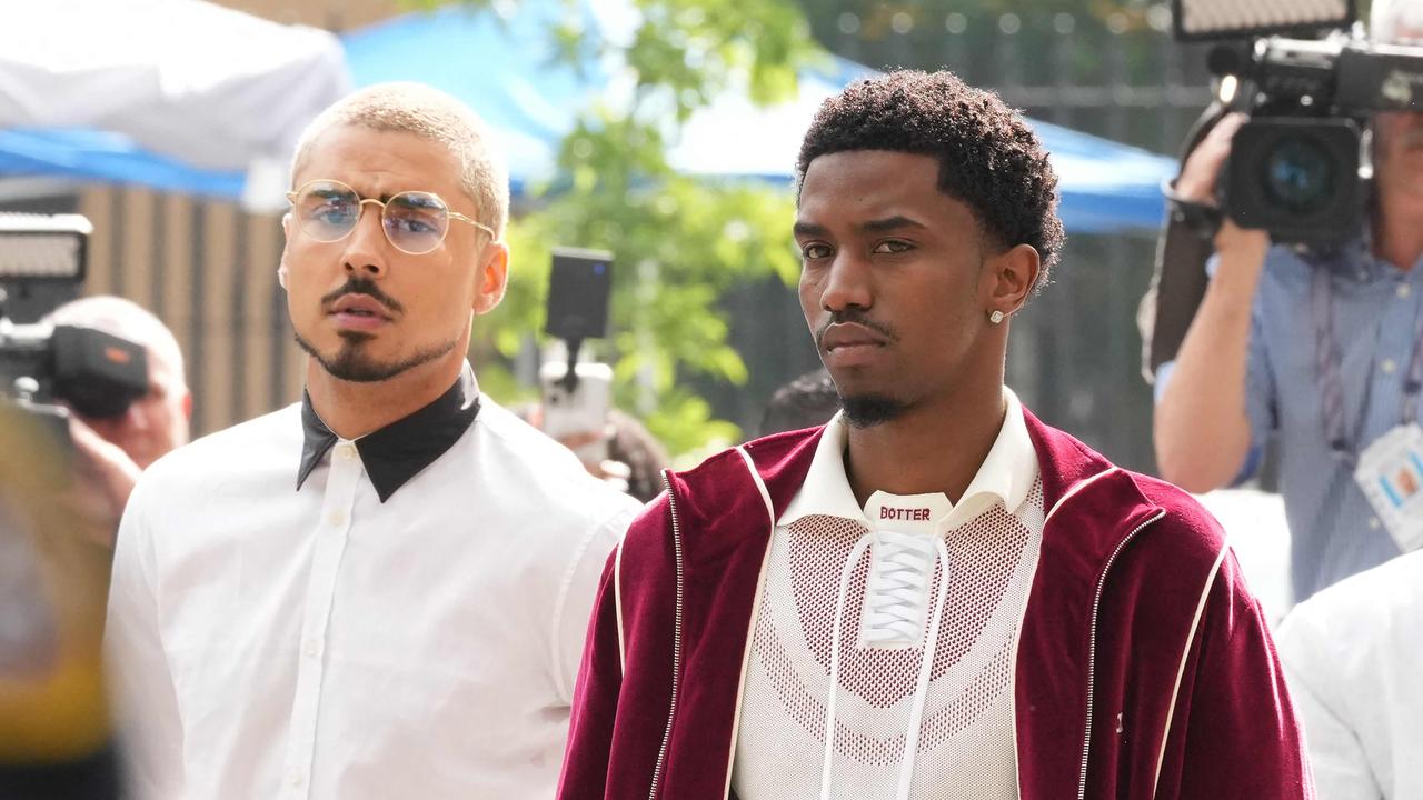 Sean 'Diddy' Combs' son, King Combs (R), and his stepson, Quincy Brown, arrive at Manhattan Federal Court for Combs' sex trafficking trial. Picture: AFP.