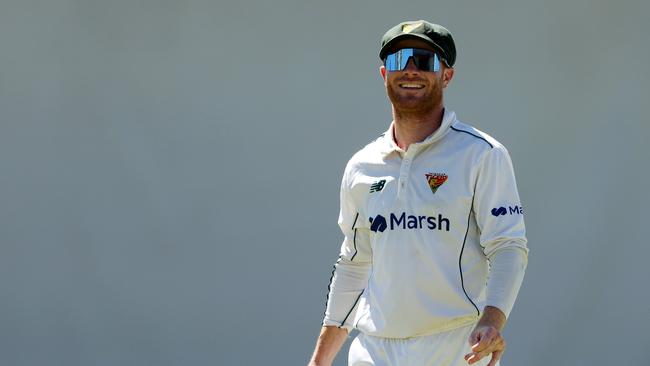 PERTH, AUSTRALIA - MARCH 24: Charlie Wakim of Tasmania looks on during day four of the Sheffield Shield Final match between Western Australia and Tasmania at WACA, on March 24, 2024, in Perth, Australia. (Photo by Will Russell/Getty Images)