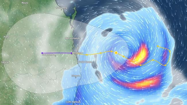 Zoom Earth image of Tropical Cyclone Alfred as of 5.25pm on Wednesday 5/3/2025