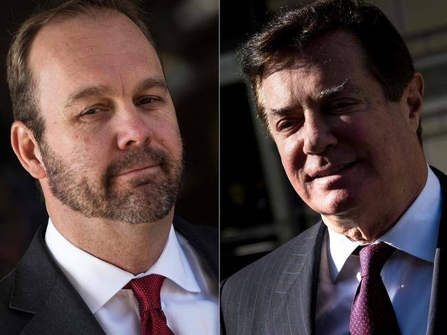 Former Trump campaign official Rick Gates (L) and former Trump campaign chairman Paul Manafort. Picture: AFP