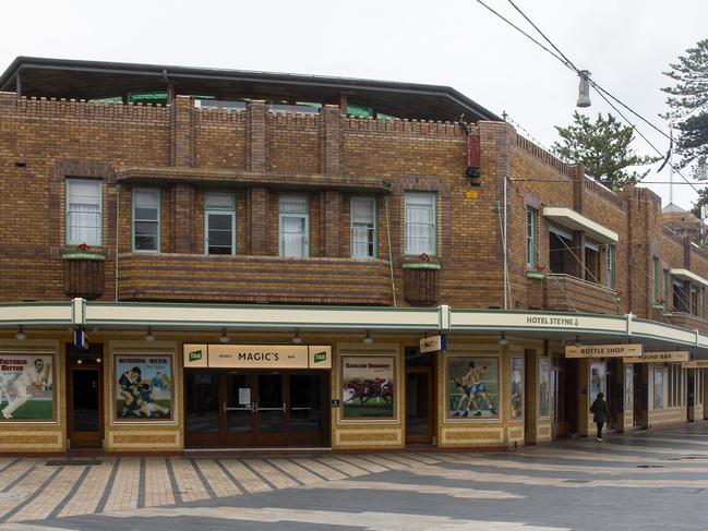 SYDNEY, AUSTRALIA - DECEMBER 25: The Hotel Steyne is seen at Manly Beach on December 25, 2020 in Sydney, Australia. December is one of the hottest months of the year across Australia, with Christmas Day traditionally involving a trip to the beach and celebrations outdoors. (Photo by Jenny Evans/Getty Images)