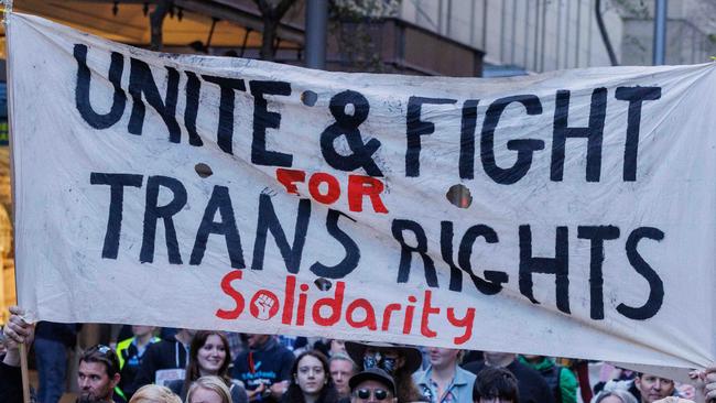 SYDNEY, AUSTRALIA - NewsWire Photos JUNE 25, 2023: Pro Trans Rights rally in Sydney with a march from Town Hall and through the city streets. Picture: NCA NewsWire / David Swift